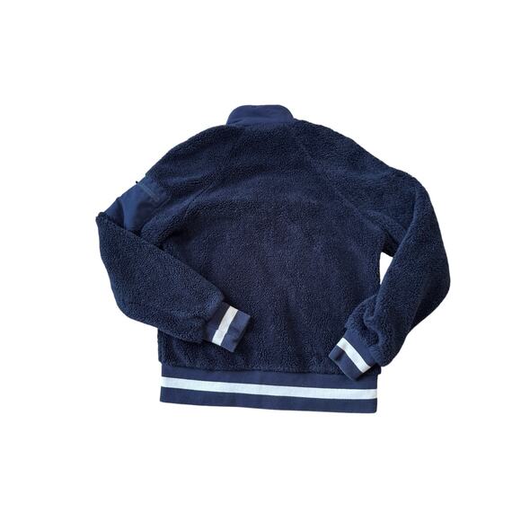 FIGS BAFIA Varsity Sherpa Fleece Jacket; Size Small; Full Zip; Navy Blue Scrubs - Picture 2 of 13